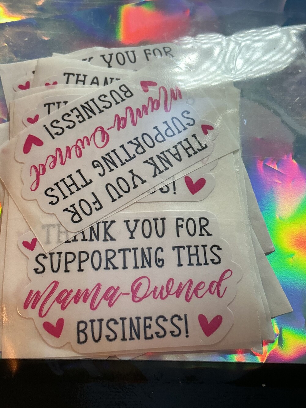 Thank You Stickers Clear Adhesive Mama-Owned Business Support Labels